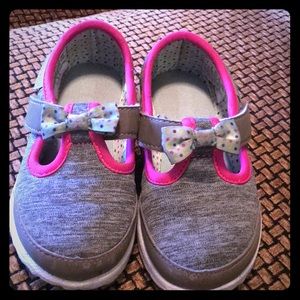 Skechers memory foam slip on shoes gray/pink: 7